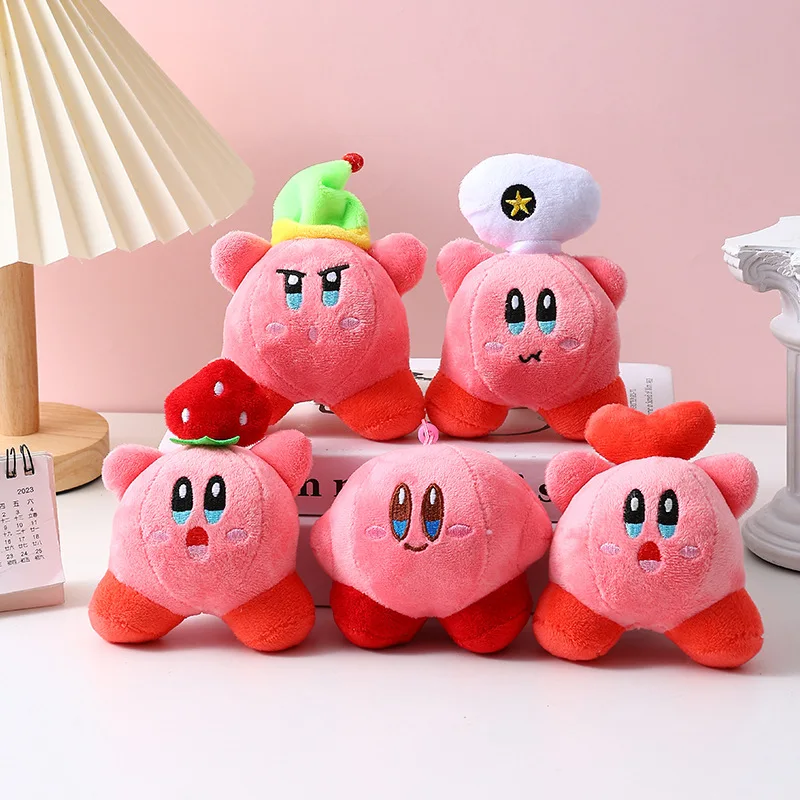 Anime Pink Star Kirby Plush School Bag Small Pendant Keychain Stuffed Cartoon Doll Birthday Decorative Accessories Christmas