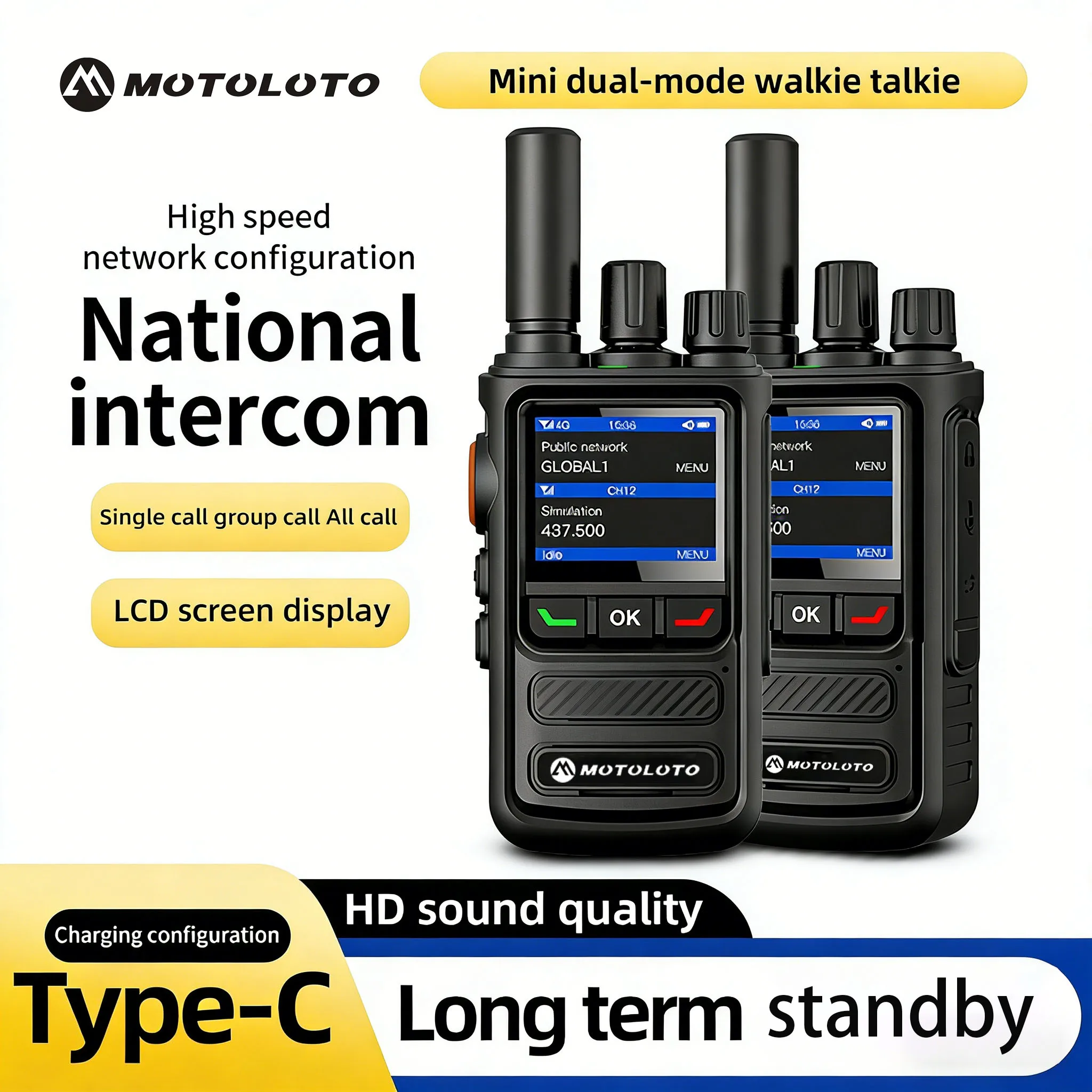 MUTULUTO-280 Global signal POC UHF Radio with 1 Year Sim Card Walkie Talkie Long Range 4G 5000 Miles for Hiking and Camping