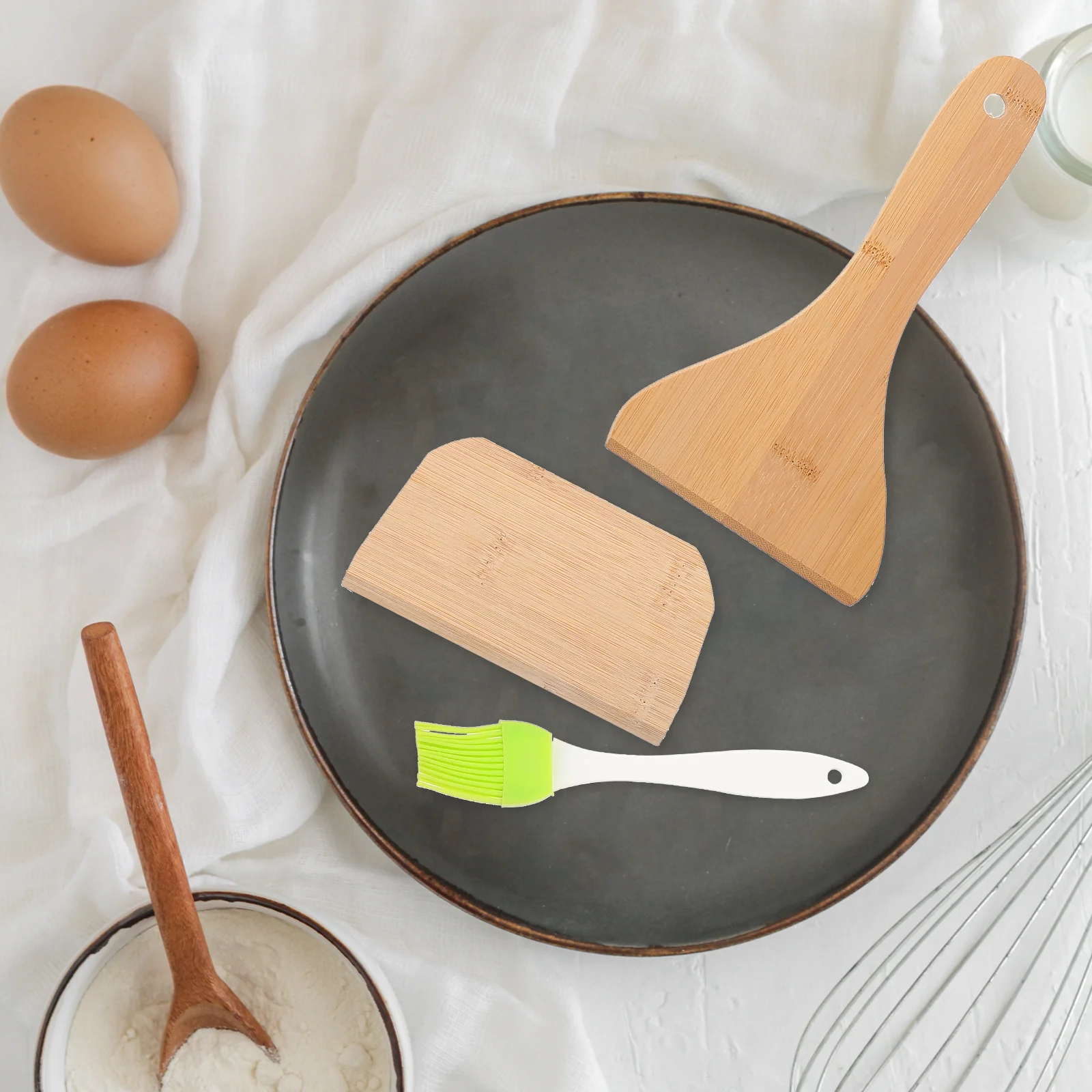 

1 set 1 Set Wear-Resistant Bamboo Crepe Spreader Pancake Spatula Household Kitchen Tool Kit For Non-Stick Cooking Crepe Maker