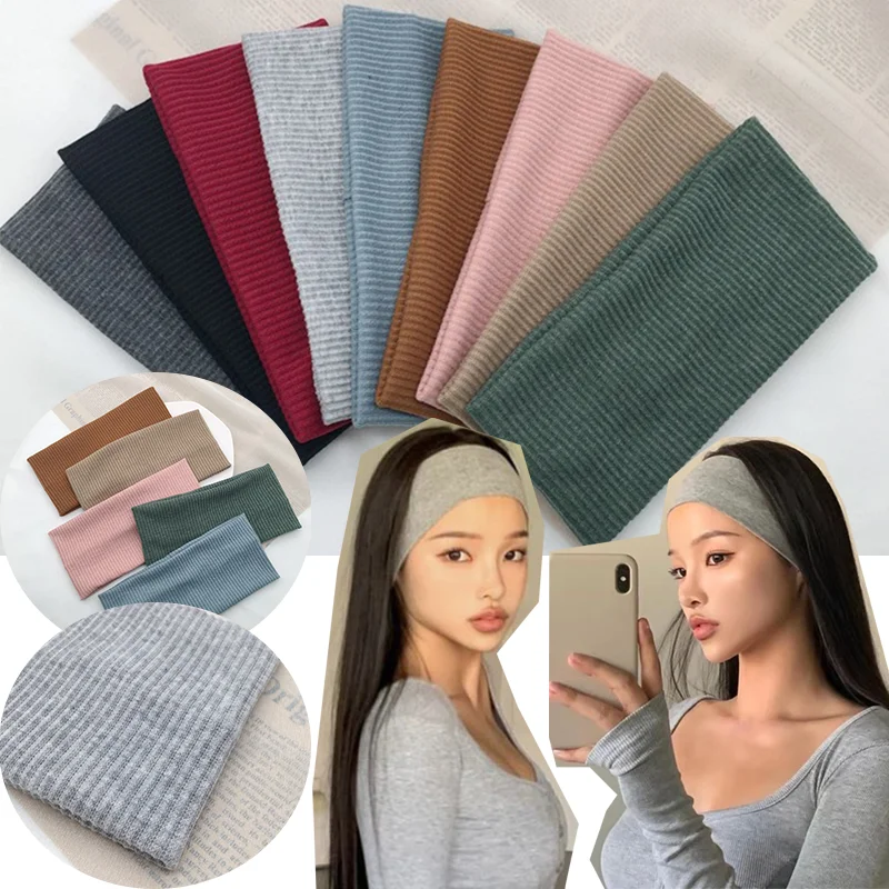 Diadema tejida de Color sólido para mujer, diademas deportivas elásticas Vintage para Yoga, gimnasio, accesorios para el cabello absorbentes del sudor al aire libre
