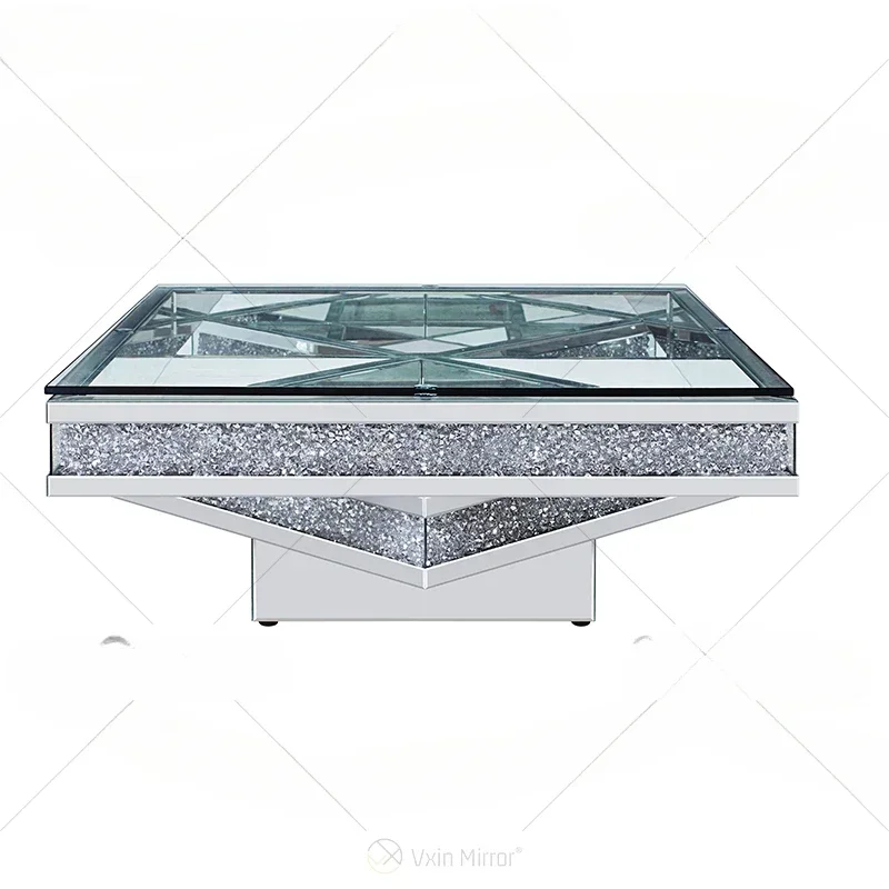 Luxury Glass Silver Coffee Table for Living Room Reinforced Frame Reliable Performance Stable Structure Non-Slip Feet
