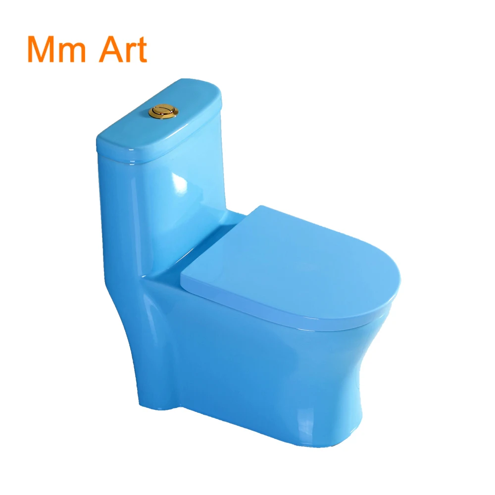 Multicolor bathroom floor mounted one piece ceramic siphoinc flushing colorful wc toilet closestool  WC
