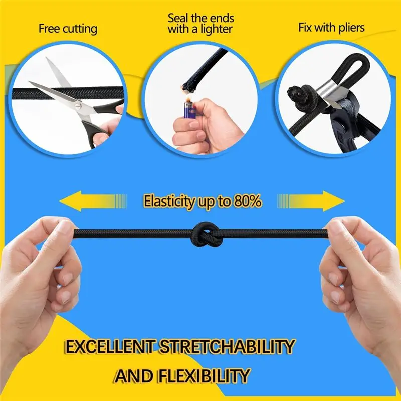 [NEW!A08R】 Rubber Cord For Trailer Tarpaulin, Expander Rope For Trailers, Weatherproof Rubber Cord For Versatile Use, 6 Mm X 10