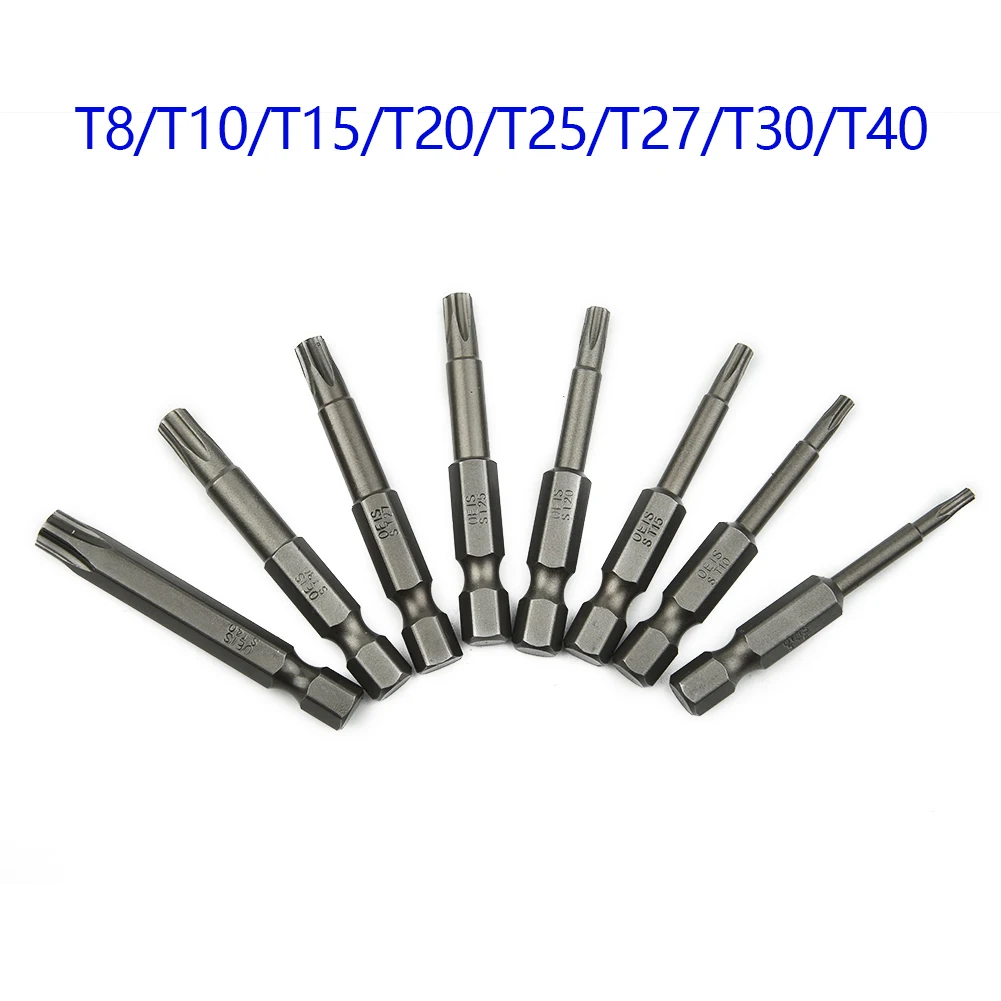 Alta qualidade chave de fenda de aço de liga, 5-ponto, brocas de ar para chaves de fenda elétricas, 50mm, 8 pcs