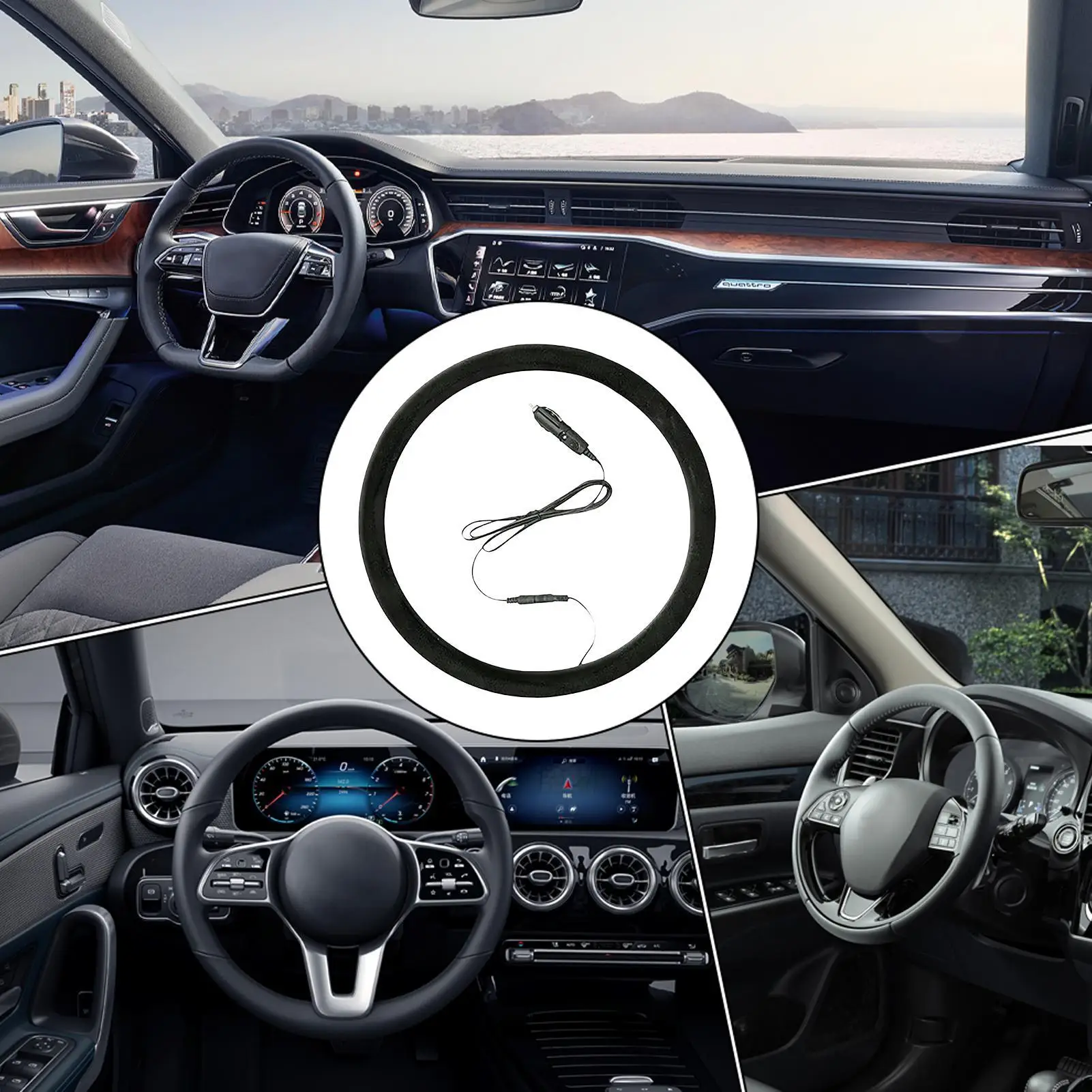 

Steering Wheel Heating Cover Cold Weather Safe Driving Heating Vehicle Steering Wheel Protector Cover For Road Trip Travel Daily