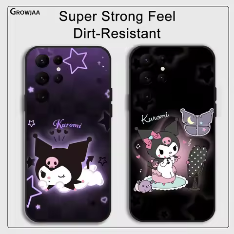 MINISO Sanrio Cute Kuromi Phone Case For Samsung Galaxy S25 S24 S22 S23 Ultra S21 S20 Plus 5G Protective Silicone Funda