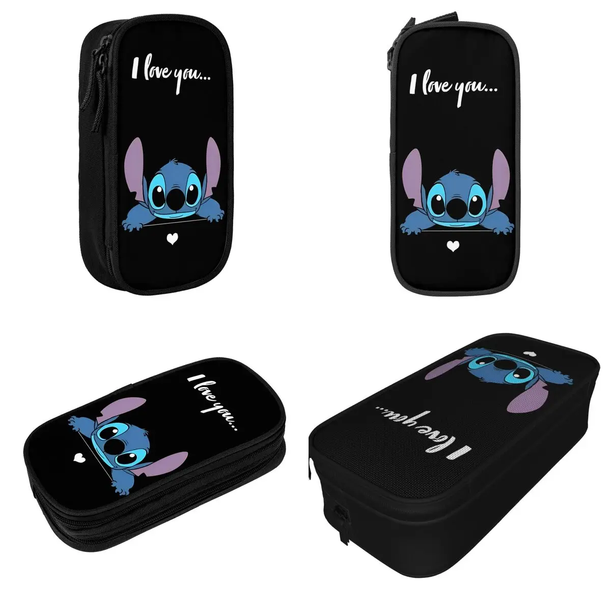 Lilo & Stitch I Love You Pencil Case New Cartoon Cute Pen Bags for Student Large Storage Office Gifts Pencil Box Stationery