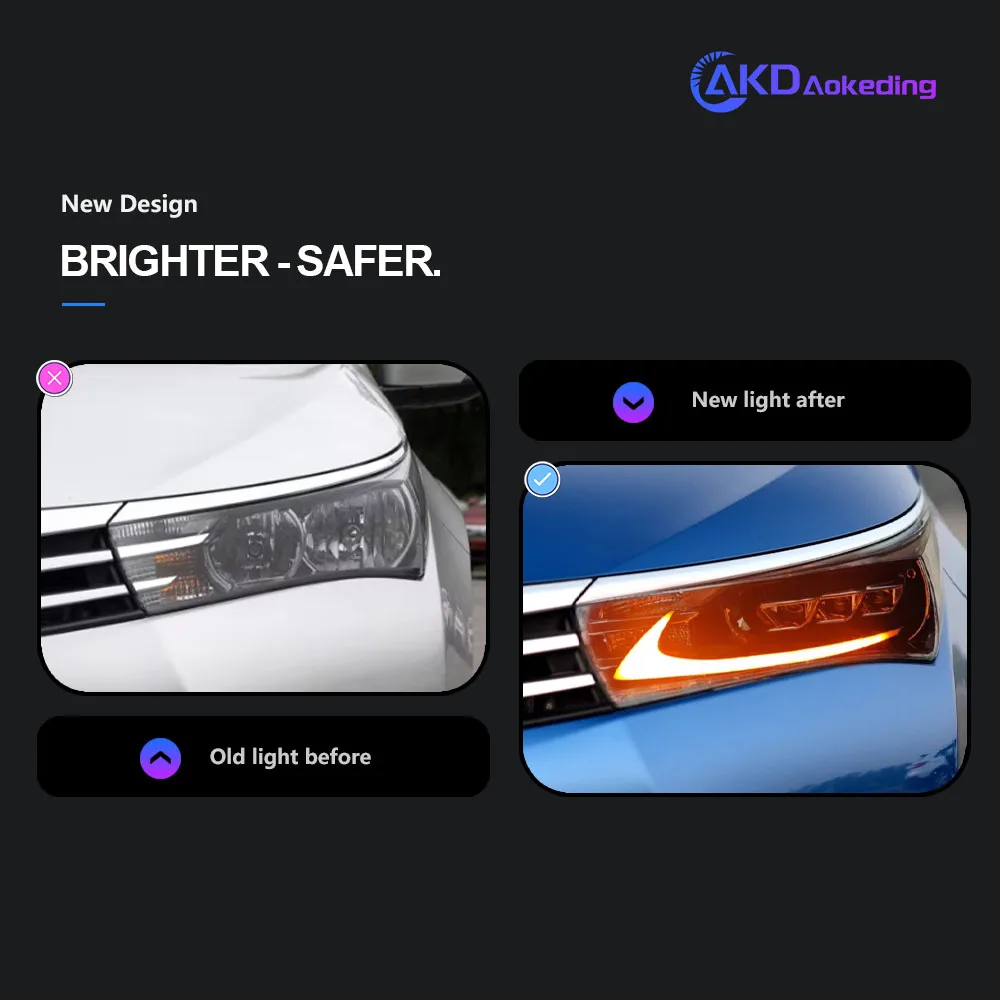 AKD Head Lamp for Toyota Corolla LED Headlight 2014-2018 Headlights Altis DRL Turn Signal High Beam Angel Eye Projector Lens