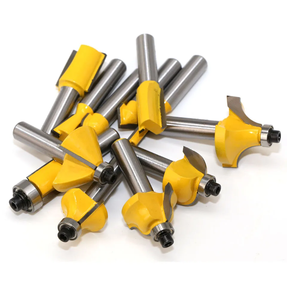 12pcs Router Bit Set 8mm Shank Wood Milling Cutter Carbide Shank Mill Woodworking Trimming Engraving Carving Tools