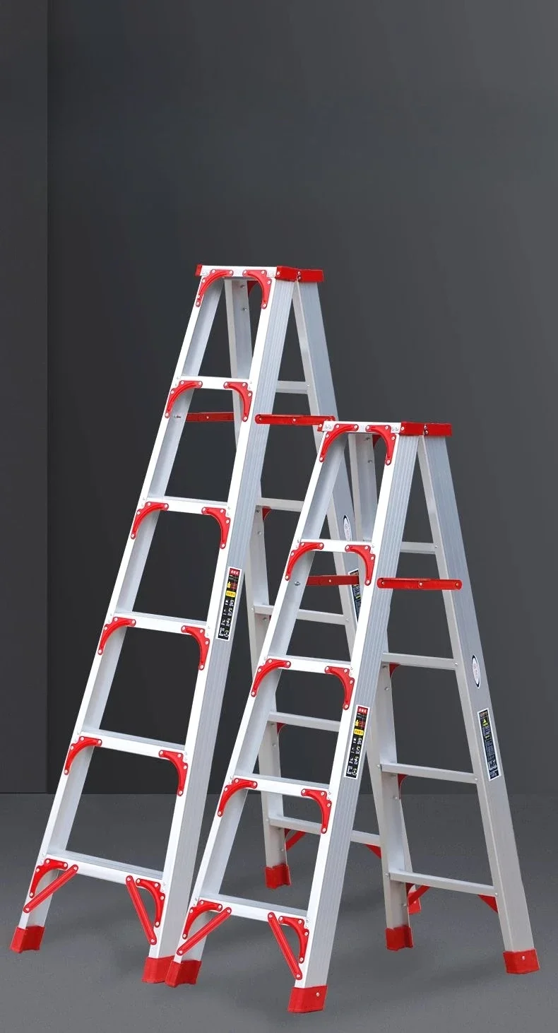 Nordic High Quality Mobile Folding Ladder Thickened Aluminum Alloy Herringbone Telescopic Step Multiple Indoor Household