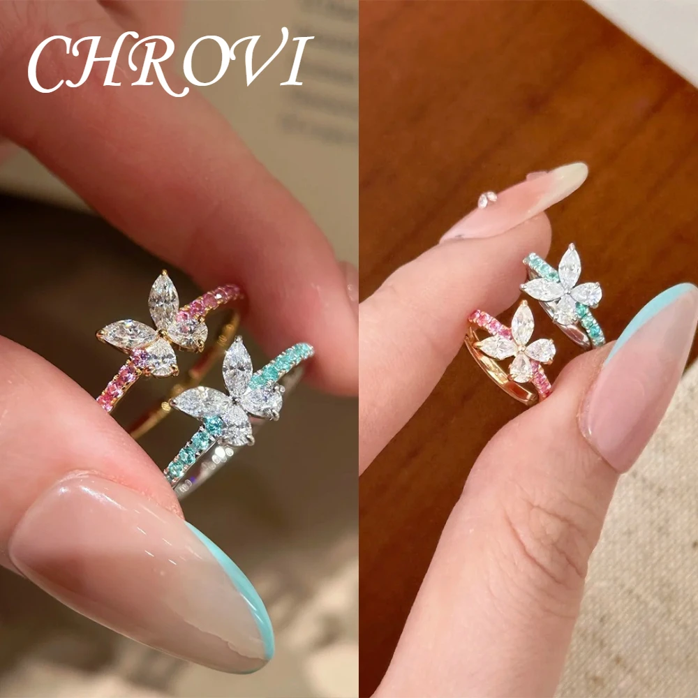 925 Reines Silber Retro Funkelnder Rosenrosa Saphir Schmetterling Ring Ohrringe Edelstein Schmetterling Ohrstecker – Detail 3