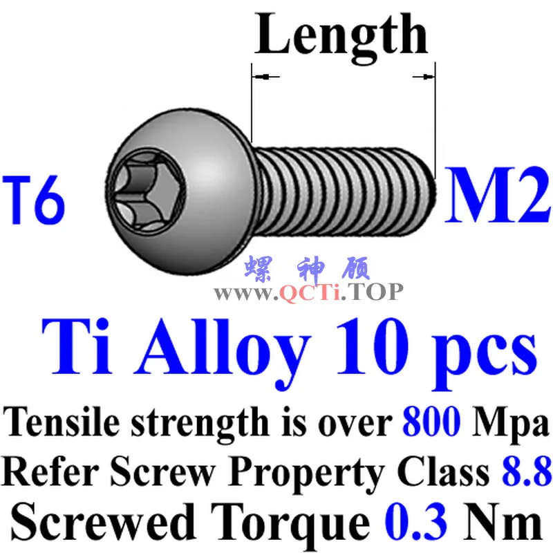 T6 برغي تيتانيوم M2x5 M2x6 M2x8 Ti GR2 M2x2 M2x3 M2x4 M2x5 M2x6 M2x8 M2x10 زر رئيس 10 قطعة عادي Ti GR2 و Beta Ti