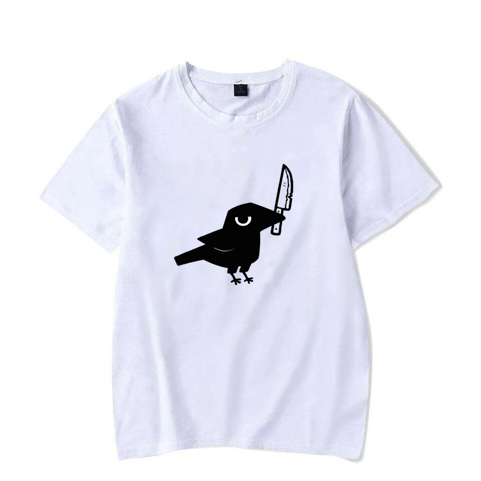 The Crow Biting The Knife Pattern Women T-shirt Funny Harajuku Street Fashion Unisex Tee Casual Tops Aesthetic Clothes