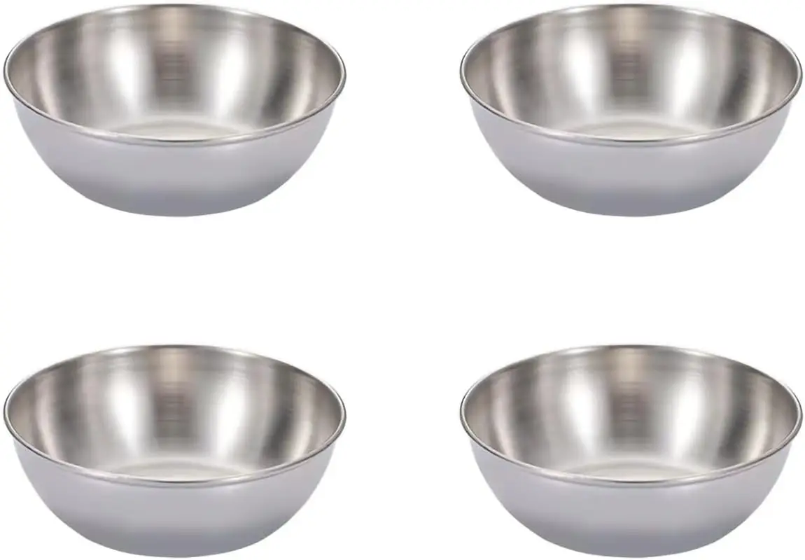 Recipientes para salsa de acero inoxidable, paquete de 4 tazones pequeños para acompañamientos, aperitivos, salsas, sushi. Reutilizables y aptos para lavavajillas.