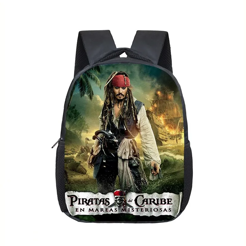 

12 Inch Disney Pirates Of The Caribbean Kindergarten Infantile Small Backpack for Kids Baby Cartoon School Bags Children Gift