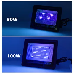 LED UV Floodlight AC 220V 50W 100W Party Flood Lights 395nm 400nm IP66 Waterproof Ultraviolet Fluorescent Stage Lamp