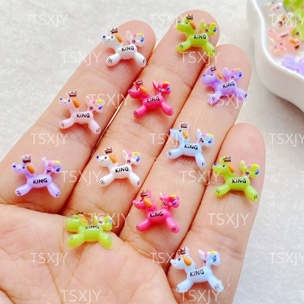 60 pièces résine Kawaii coloré Mini dessin animé couronne chiot Nail Art Flatback pierre Scrapbook Figurines bijoux à bricoler soi-même accessoires artisanat