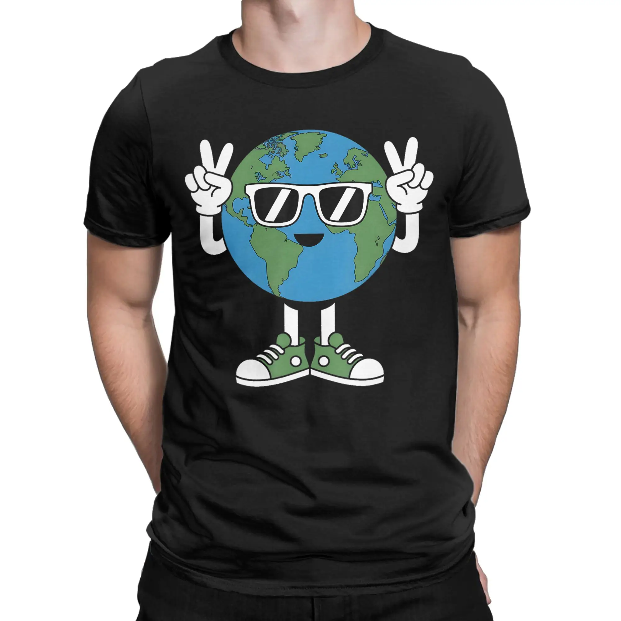Earth Love Power Peace World T-Shirts for Men  Fashion 100% Cotton Tee Shirt Crewneck Short Sleeve T Shirt Plus Size Clothing