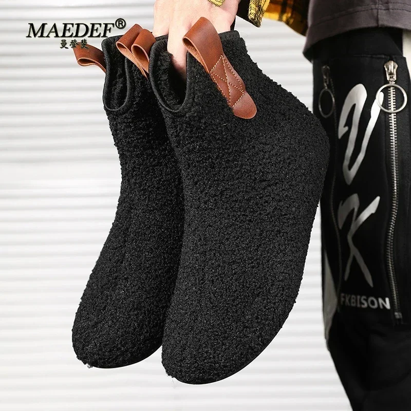 

MAEDEF Cotton Shoes Male Boots Men Winter Warm Indoor Home Shoe Comfortable Plush Man Casual Shoes Soft Anti-slip Walking Shoes