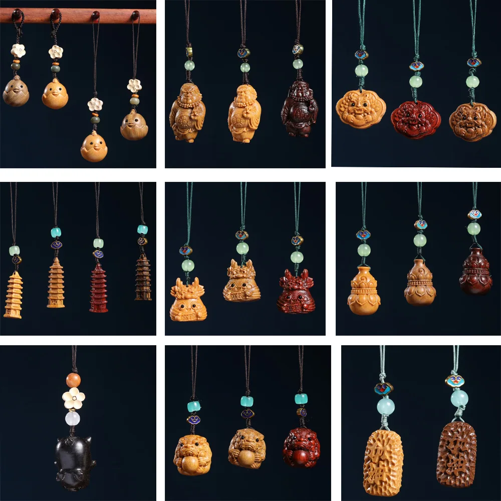 Red Sandalwood Ingot Tiger Tag Phone Chain Car Hanging Ornament Red Wood Wenwan Pendant Accessory Keychain Craft Gift