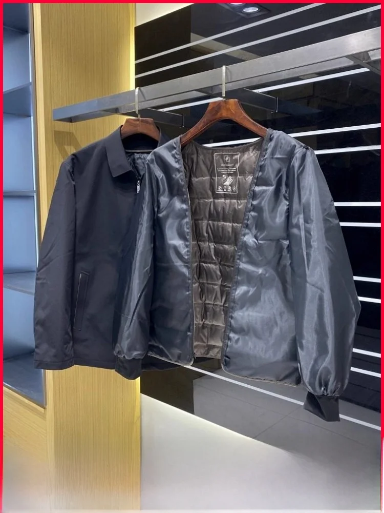 

Busin Casual Men's down Jaet Detachable Inner Liner Windproof Warm New Winter Outerwear Zipper Closure Nylon Fabric