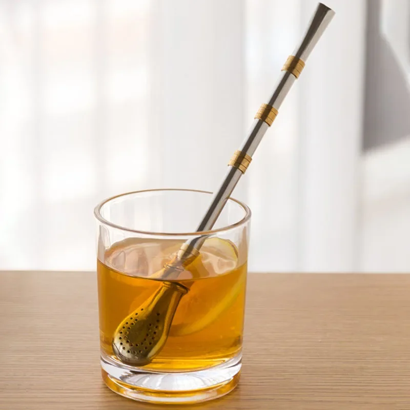 Drinking Straw Yerba Mate Tea Spoon Drinkware Stainless Steel Reusable Straws Metal Washable Tea Filter Cocktail Drinkware Bar