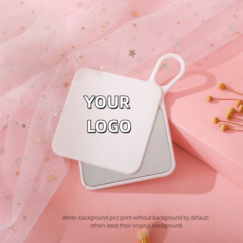 【โลโก้สั่งทำ】กระจกสี่เหลี่ยมแบบมีตะขอ 50 ชิ้น กระจกแต่งหน้าแบบกำหนดเองได้ รองรับการปรับแต่งสำหรับองค์กร ขายส่ง