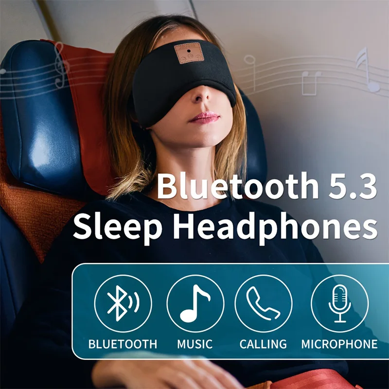 Sleep Mask Wireless Earphones Music Bluetooth Eye Mask for Plane Train Travel Sleeping Patch Wireless Bluetooth Headset