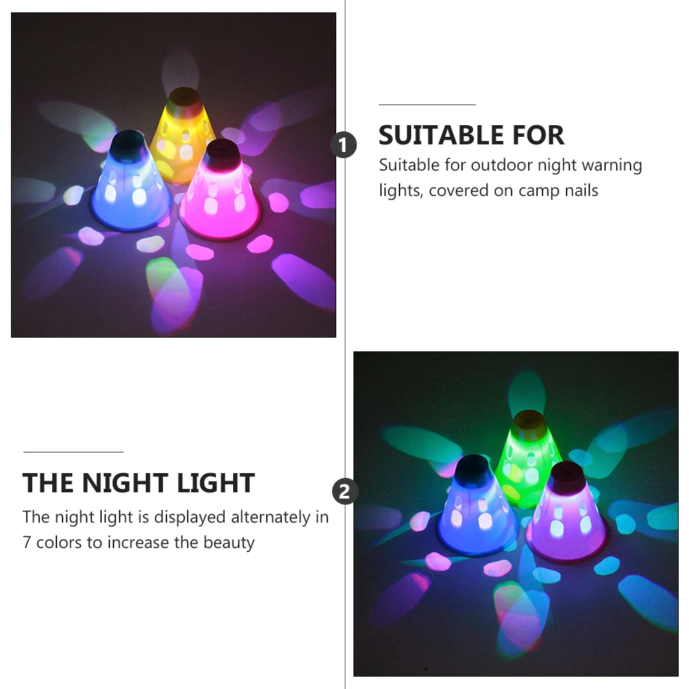 

6pcs Tent Outdoor Camping Accessories Pe Warning Light Covers Rainproof Glow Night Lanterns For Camp Pegs Anti Fall
