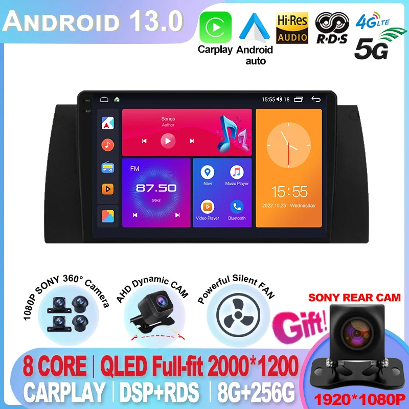 

Android 13 Car Radio Multimedia Video Player For BMW 5 E39 1995 1996 1997 1998 1999 2000 - 2003 E53 X5 M5 Carplay GPS Autoradio