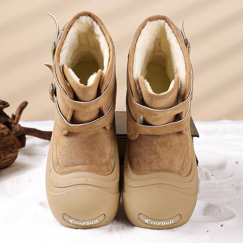 Couple Winter Snow Boots Thick Fleece Warm Platform Ankle Boots Non‑Slip Casual Outdoor Snow Shoes for Men Women 35‑44
