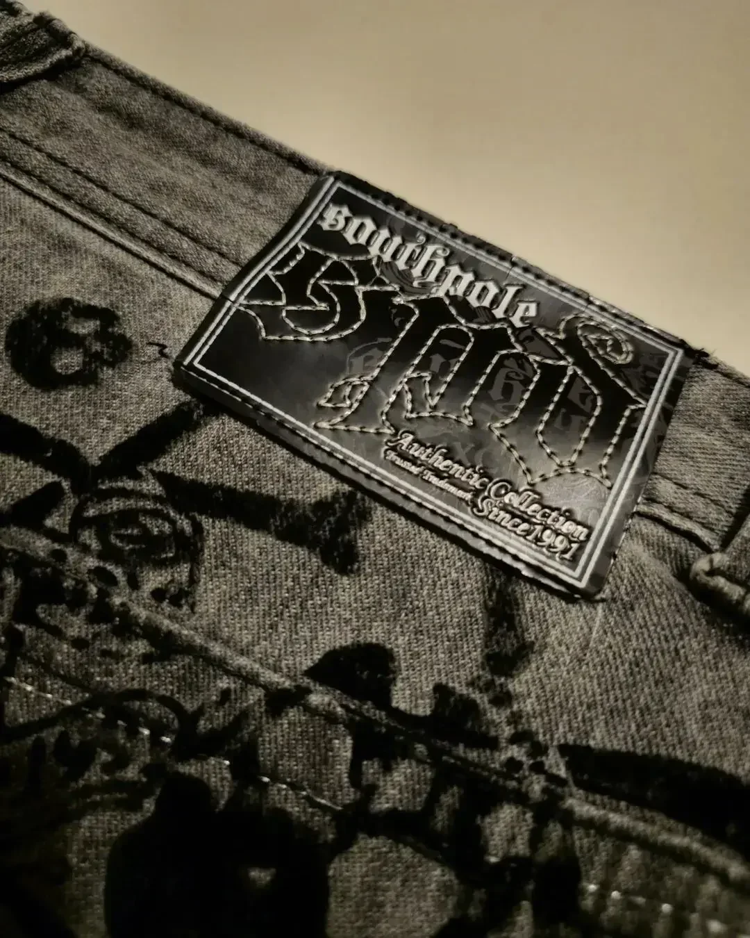 Jeans lavado com padrão de caveira para mulheres, Y2K Street e Hip Hop, calças de esfregar retas, calças largas, popular americano, hip hop, moda vintage