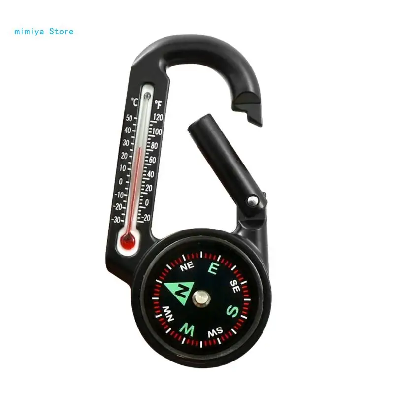 

pipi Outdoor Climbing Temperature Tester Survival Device Carabiner Keychain Compasses