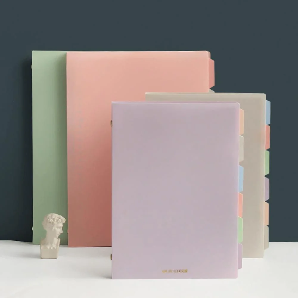 Loose Leaf Binder Notebook, A5, B5, PP Capa, Linha Recarregável, Escritório, Escola, Jornal, Papelaria, 60 folhas