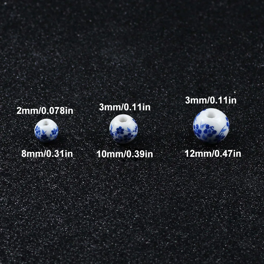 20pcs 8/10/12mm Vintage Blue And White Orchid Round Ceramic Beads For Jewelry Making DIY Bracelets Necklaces Beaded Accessories image 4
