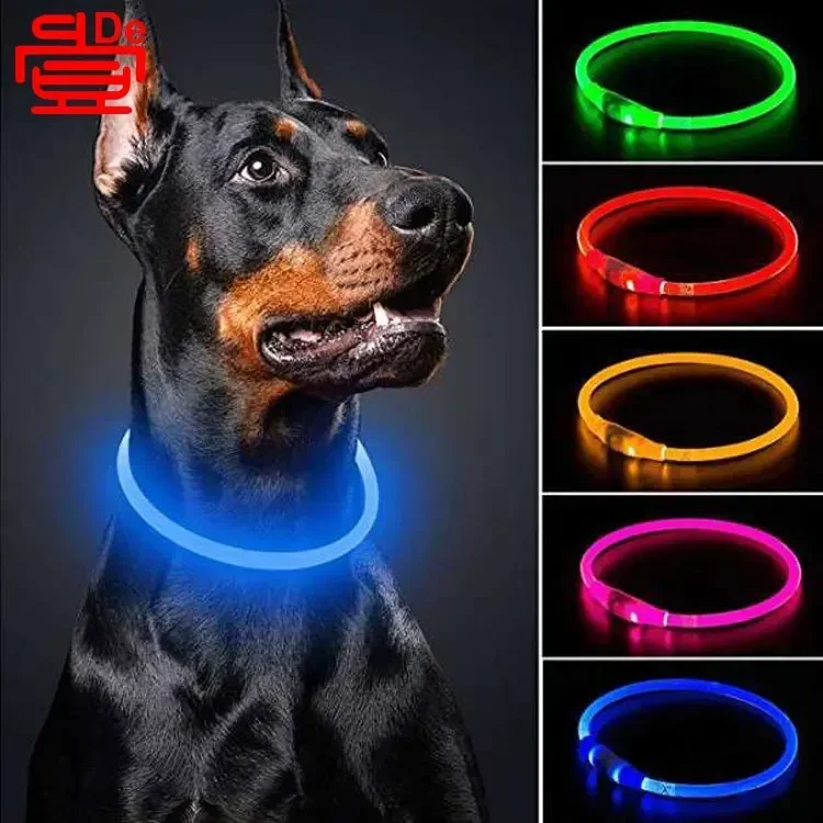 Pet Flashing Collar USB Rechargeable Dog Glow-in-the-Dark Collar Cuttable LED Glow-in-the-Dark Cat Collar