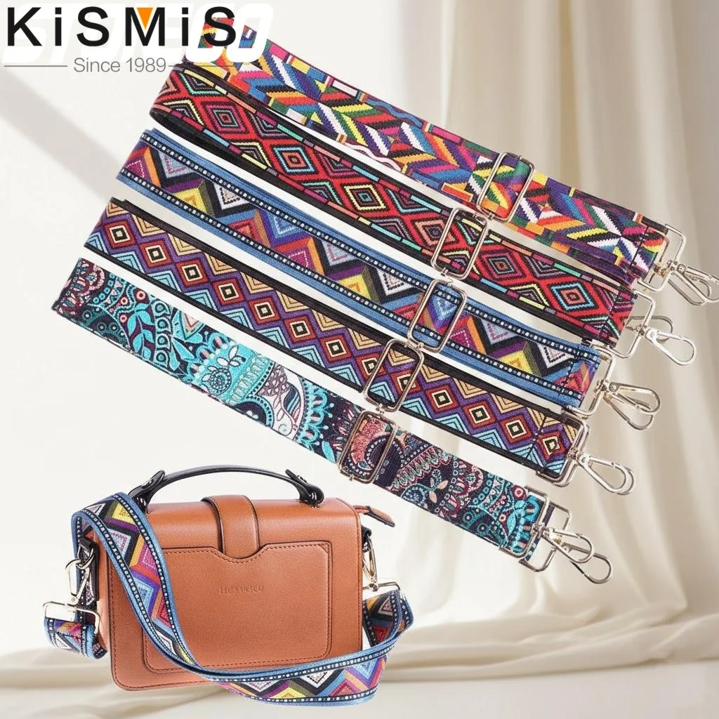 Nylon Bag Strap for Women Adjustable Embroidered Colorful Crossbody Messenger Shoulder Bag Accessories Fashion Straps