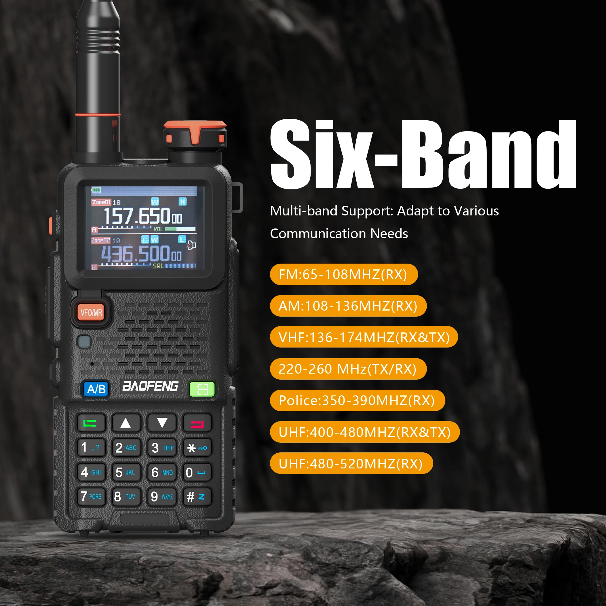 Baofeng UV-5RH Pro نظام تحديد المواقع لاسلكي تخاطب 10 واط قدرة عالية نوع-C شاحن السقوط إنذار NOAA قناة الطقس 640CH ترقية UV-5RM