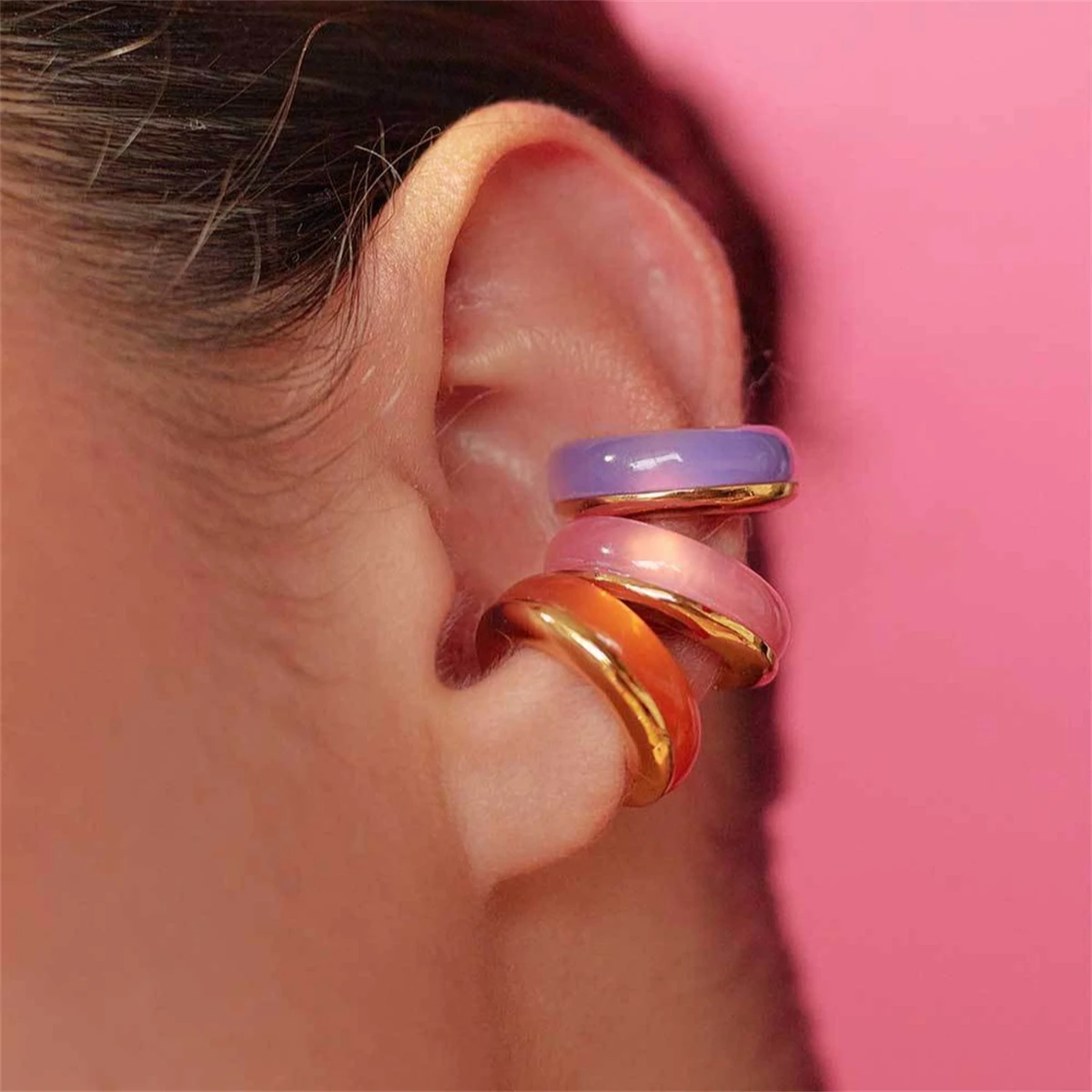 

Dopamine ring ear bone clip earrings for women, niche temperament, versatile design