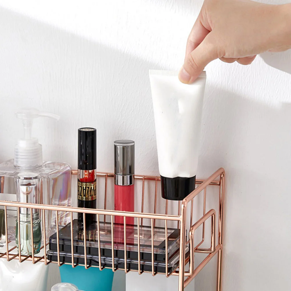 

1Pcs Home Desktop Cosmetics Organizer Dual-Layer Storage Rack Durable Rust Resistant Sundries Holder Cosmetics Rack