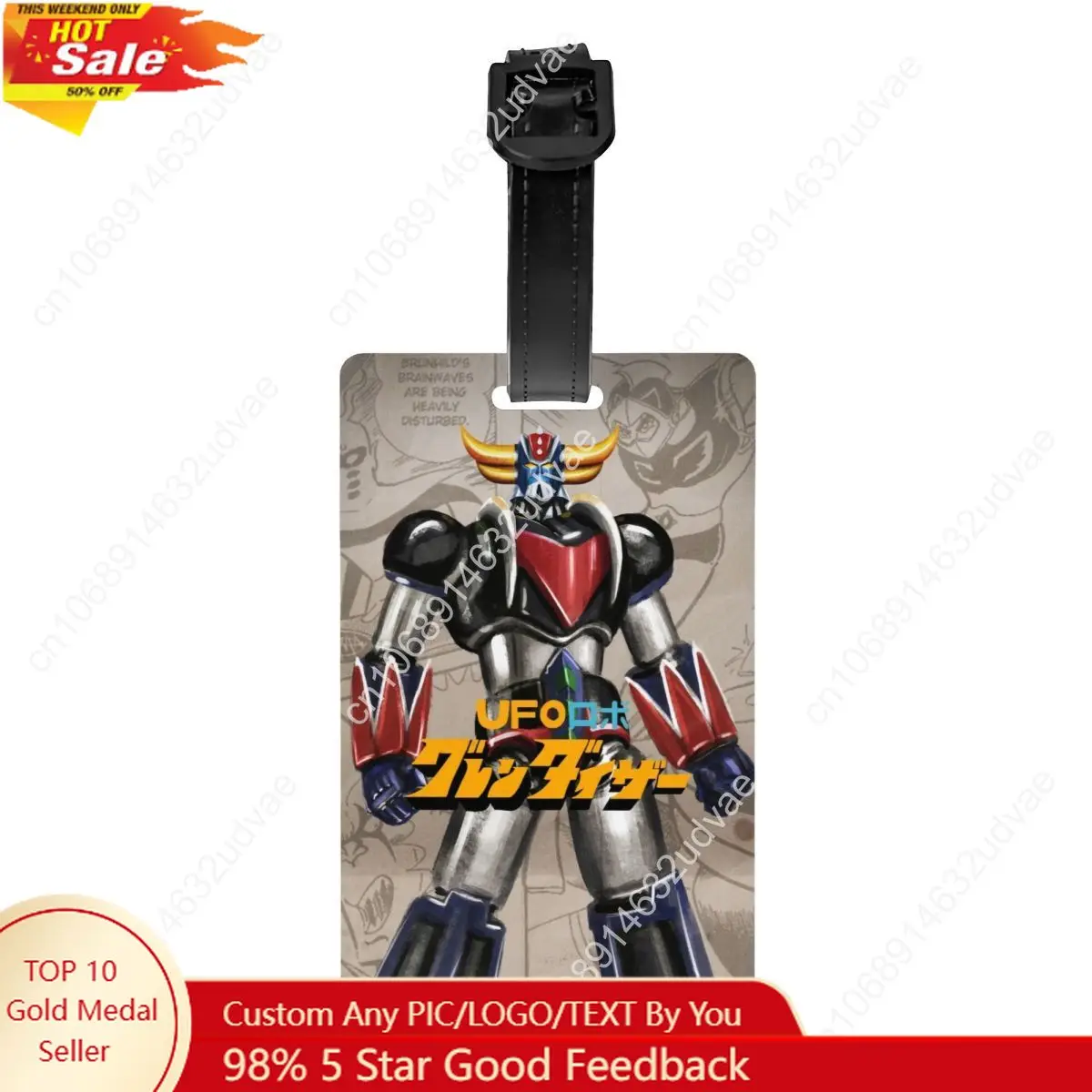 

Custom Grendizer Anime Luggage Tag Privacy Protection UFO Robot Goldorak Baggage Tags Travel Bag Labels Suitcase