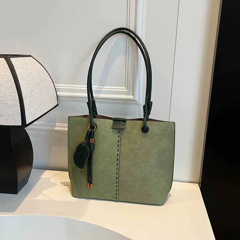 

Зеленая простая сумка через плечо большой вместимости, женская новая модная и модная сумка для покупок через плечо