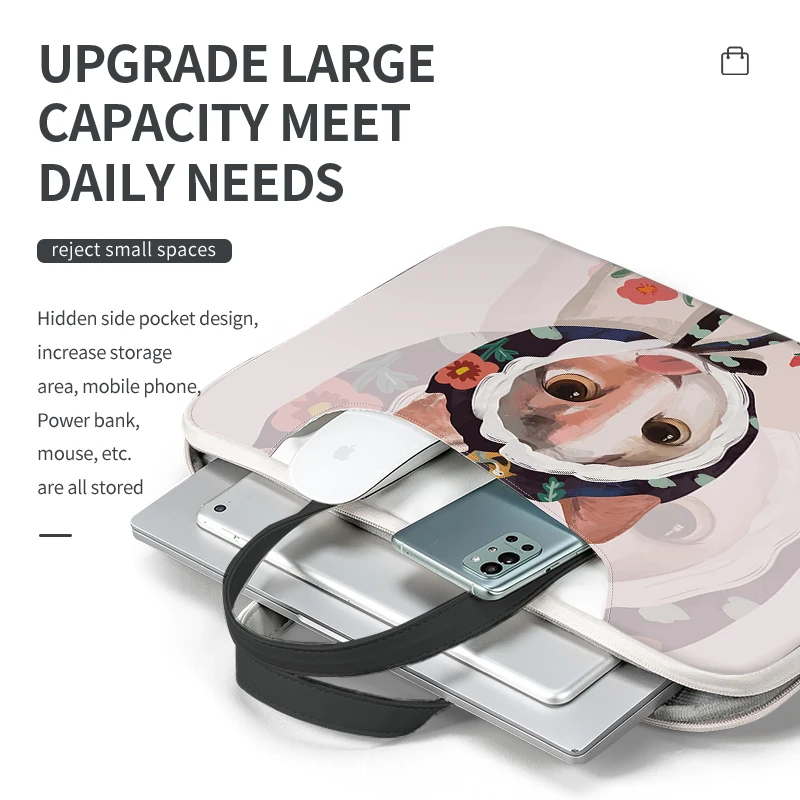 Laptop Bag Sleeve Handle Bag DIY Cartoon Waterproof Shockproof Case 13 14 15 17 inch Black Handle Bag Messenger Bag Laptop Case - Image 4