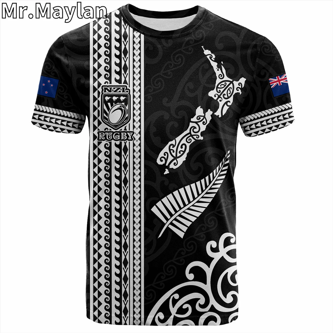 Personalised 3D New Zealand T-Shirt NZ Rugby Silver Fern And Map Maori Tribal Blac Tshirt Men Women Streetwear Unisex Tee Tops-8