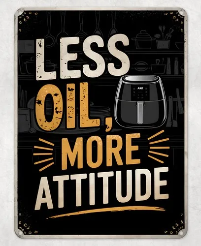 Funny Air Fryer Less Oil Metal Poster Wall Tin Sign Man Cave Shed Home Plaque --Tin Sign