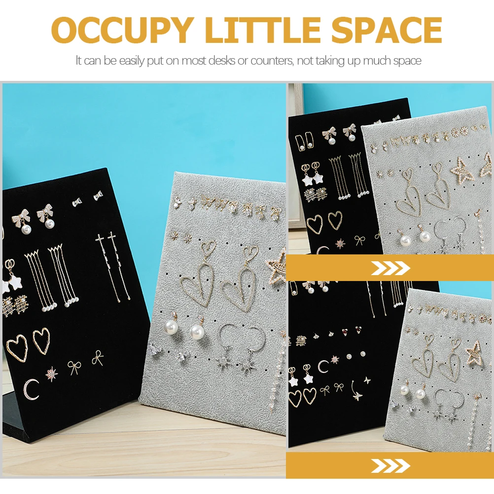 

Держатель для сережек Деревянный флокированный держатель для ювелирных изделий St для ожерелья Кольцо Черная настольная полка для дисплея Стойка для ушей-гвоздиков