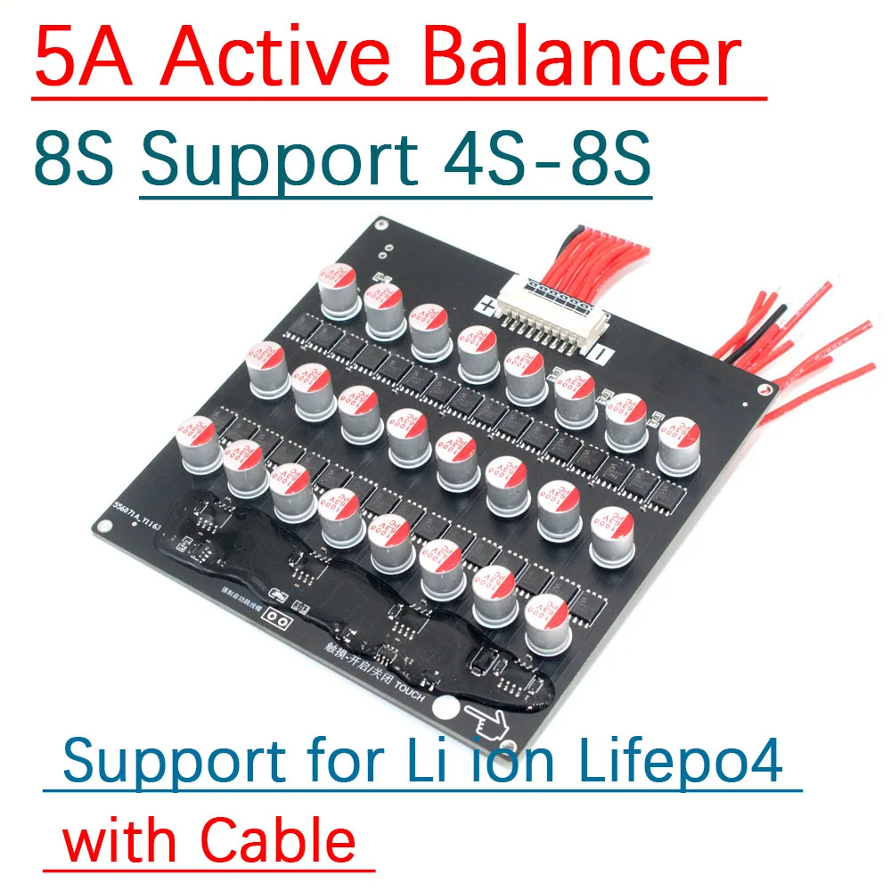 

8S 5A активный баланс литий-ионный Lifepo4 емкостный Электрический Автомобиль RV накопитель энергии балансировка литиевый аккумулятор BMS 12V 24V