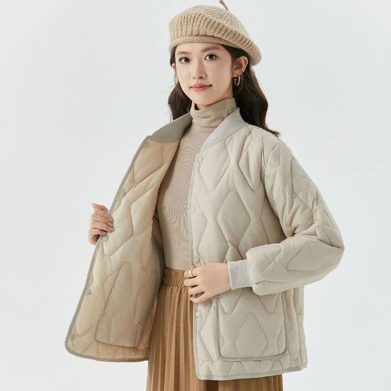 2025 Nuovo caldo cappotto imbottito in cotone lungo allentato casual da donna Autunno Inverno Nuovo cappotto dal design semplice con Kets Top confortevole