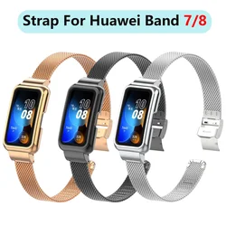 Suitable for Huawei Band 7 & 8, stainless steel mesh, slide buckle strap, metal case for Huawei Band 87 replacement strap