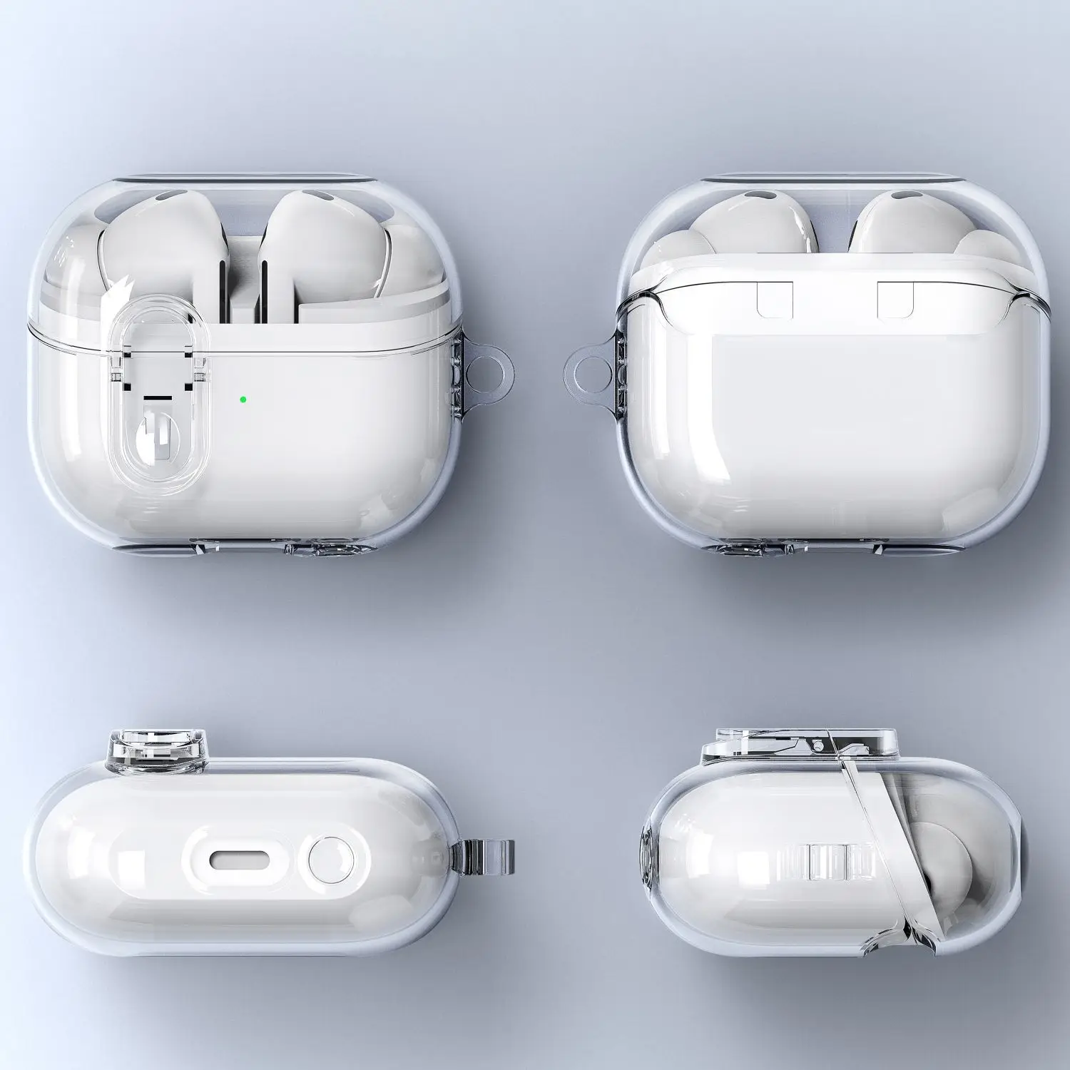 حافظة جديدة 2025 لهاتف سامسونج جالاكسي Buds 3/3Pro قفل آمن شفاف Fundas لهاتف سامسونج جالاكسي Buds 3 Buzz 3 Pro مع سلسلة مفاتيح